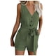 thumbnail image 1 of MKLEKYY Pantalones Cortos Casuales para Mujer, con Cuello En V, Lazo, Bolsillo, Sin Mangas, Pantalones Cortos Anchos, Monos, Mamelucos, 1 of 4