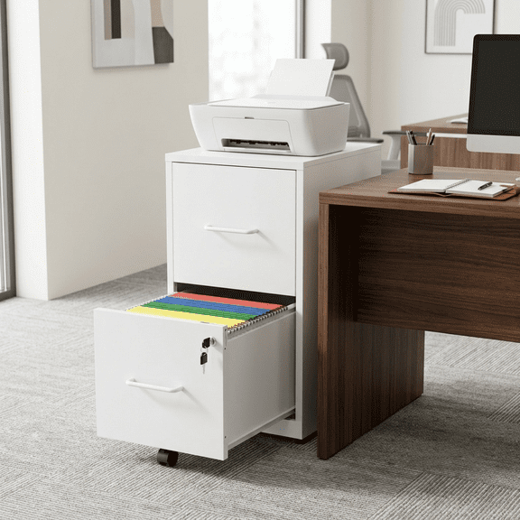 HAOMINS File Cabinet, Vertical Heavy Duty Metal Filing Cabinet with 2 Drawers and Locking for Letter/Legal Size Files