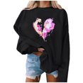 thumbnail image 1 of Gibobby Sudadera oversize mujer Sudaderas Camisa de Cuello Redondo Sólido de Manga Larga para Mujer atlético(Negro,CH), 1 of 4