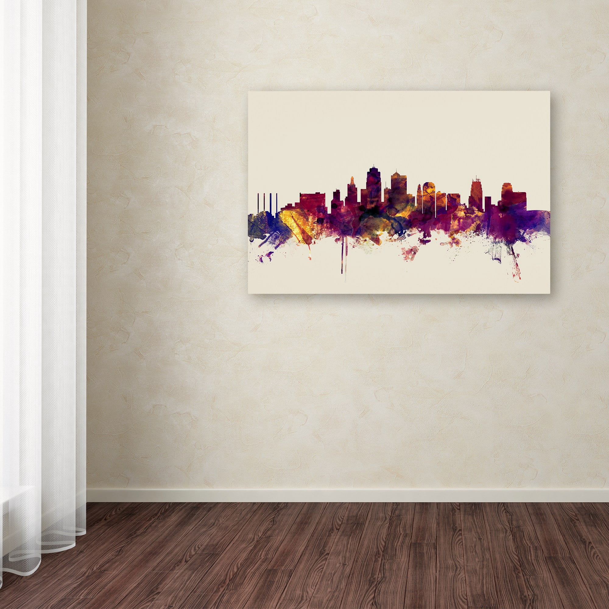Trademark Fine Art "Kansas City Skyline" Canvas Art by Michael Tompsett