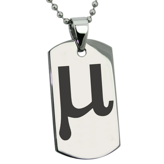 Stainless Steel Population Mean Mathematical Engraved Dog Tag Pendant Necklace