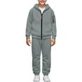 thumbnail image 3 of OGLCCG Boys 2 Piece Sweatsuit Sets Zip Up Athletic Hoodie Jacket and Joggers Lightweight Long Sleeve Fleece Sportswear Set with Pockets 3-15 Years, 3 of 6