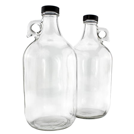 True Fabrications 1/2 Gallon Clear Glass Beer Growler - Reusable - With Poly ...