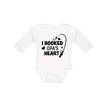 

Inktastic I Hooked Opa s Heart with Fishing Rod Boys or Girls Long Sleeve Baby Bodysuit