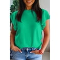 thumbnail image 5 of Women's Bright Green Ruffle Short Sleeve Sweater – Casual Summer Style for Daily Wear, XL, 5 of 5