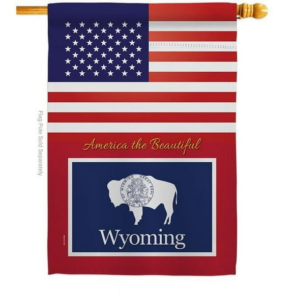 28 x 40 in. USA Wyoming American State Vertical House Flag with Double-Sided Decorative Banner Garden Yard Gift