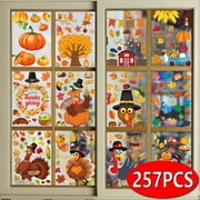 Thanksgiving Window Stickers Turkey Window Decals Decorations Fall Window Clings for Glass Window, 12 Sheets
