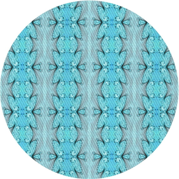 Ahgly Company Machine Washable Indoor Square Transitional Macaw Blue Green Area Rugs, 3' Square