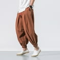 thumbnail image 4 of Plus Size Pants Men's Loose Solid Color Harem Pants Wide Leg Elasticated Pants, 4 of 6