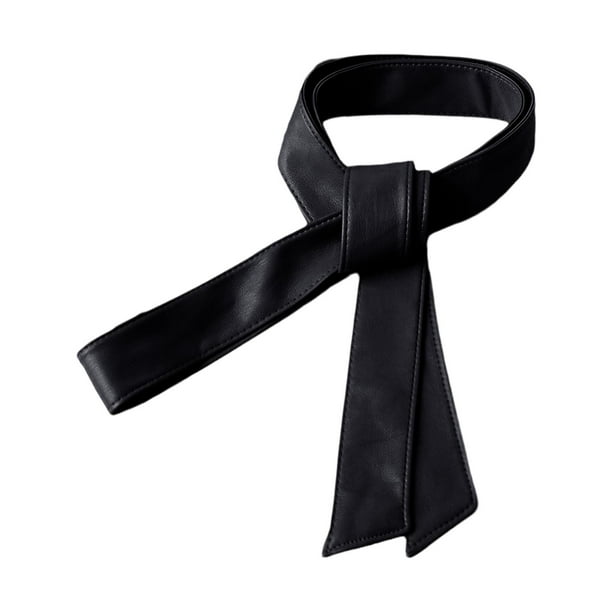 Cinturón de piel sintética, accesorio de moda fácil de usar, cinturón de gabardina. Negro