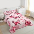 thumbnail image 3 of Manfei Dreamy Butterfly Child Queen Comforter Set, Pink Cherry Blossoms Bedding Comforter Set, Romantic Anniversary Reversible Bedding Set, Lightweight Room Decor, 3-Piece, 3 of 8