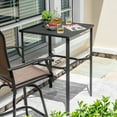 thumbnail image 3 of Nuu Garden Outdoor 28” Square Bar Table with 1.7-Inch Umbrella Hole, Slatted Tabletop with Powder-Coated Metal Frame, for Patio, Garden, Backyard and Balcony, Black, 3 of 11