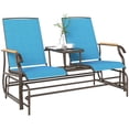 thumbnail image 2 of Outsunny Outdoor 2-Person Glider Bench with Table, Outside Breathable Mesh Swing Chair for Patio, Garden, Backyard, Porch, Blue, 2 of 9