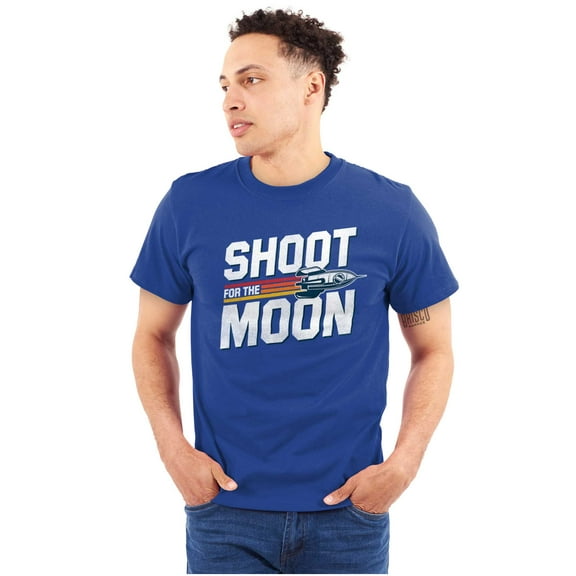 Shoot for the Moon Space Rocketship Men's Graphic T Shirt Tees Brisco Brands S