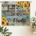 thumbnail image 6 of Farmhouse Sunflower Kitchen Curtains Rustic Teal Wooden Small Short Cafe Window Curtains Quote Country Flower Rod Pocket Bathroom Window Drapes Treatment Tier Curtains 2 Panels (27.5x36 Inch), 6 of 6
