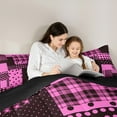 thumbnail image 5 of Manfei Geometric Circle Dot Queen Comforter Set,Cute Polka Dot Bedding Sets,Pin Black Plaid Bedding Comforter Set For Girls,Ultra Soft Home Decor Reversible,3 Pieces, 5 of 8