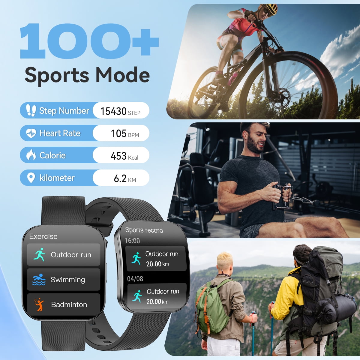 Smart Watch AMOLED Bluetooth Call(Answer/Make)150+ Sports Modes IP68 Waterproof Tracker Fitness SmartWatches Women Men for Android Ios