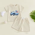 thumbnail image 2 of Kogui Boy Toddler Clothes Toddler Baby Boy Summer Clothes Print Short Sleeves T-Shirt Elastic Camouflage Shorts 2 Piece Outfit 18 24 Months (Beige,18-24 Months), 2 of 3