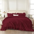thumbnail image 3 of ANGENIA King Comforter Sets Burgundy, 3 Pieces Shabby Chic Farmhouse Ruffle Bedding Comforter Sets, Soft Lightweight Fluffy Microfiber Bet Set for All Season(104"x90" Comforter & 2 Pillowcases), 3 of 7