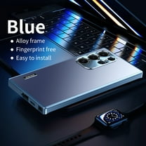 Dteck Metal Case for Samsung Galaxy S21,Luxury Alloy Frame Slim Back Case Shockproof Magnetic Lock Cover for Samsung Galaxy S21,Blue