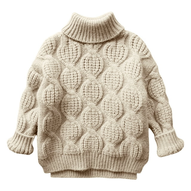 MeetoTime Chandail à Col Roulé Chaud à Manches Longues pour Bébé Décontracté Couleur Unie Tricoté pour Garçons Filles