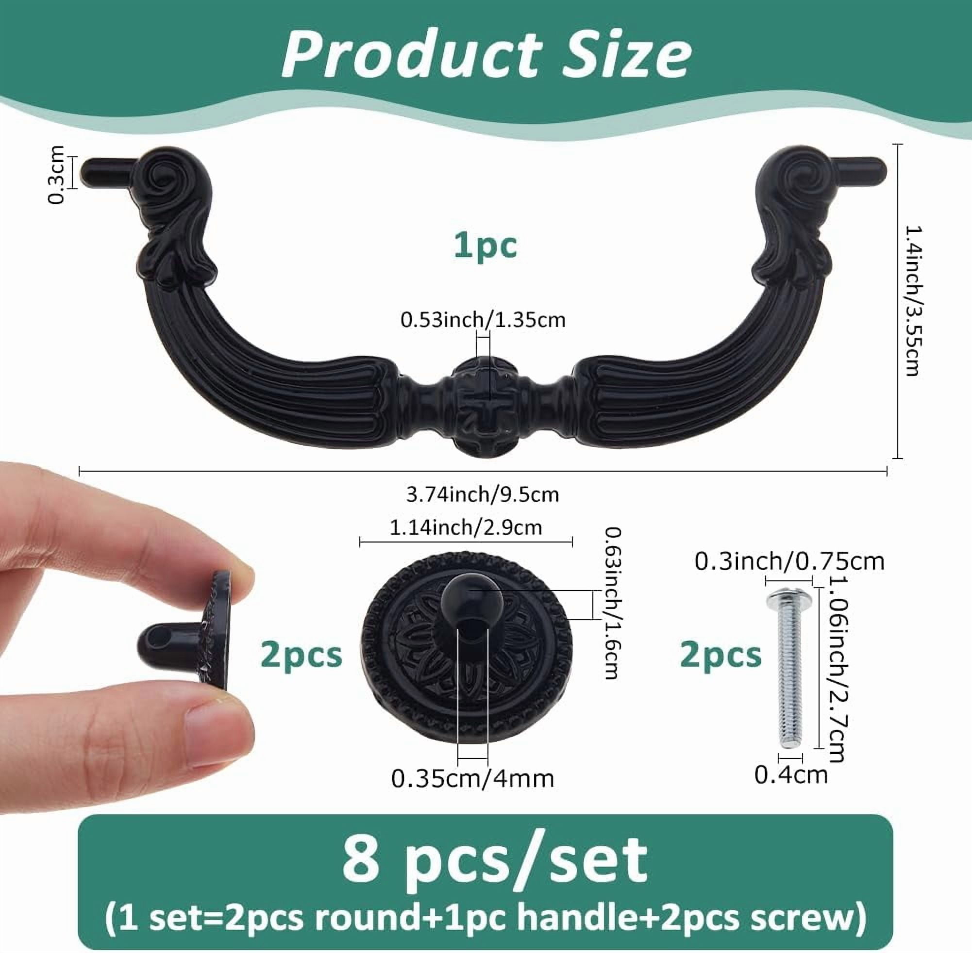 8 Sets Vintage Bail Pull Handles 3.74inch Hole Center Black Handles Alloy Drop Pulls Decorative Cabinet Pull Swing Dresser Pulls Handle DIY