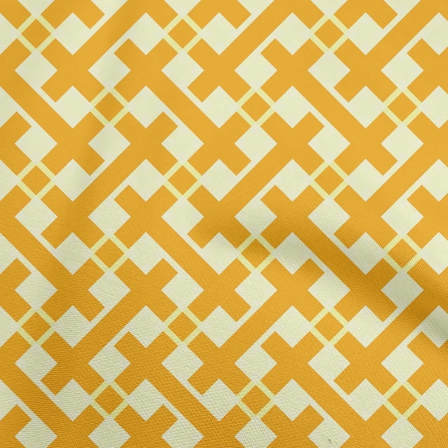 oneOone Rayon Mustard Yellow Fabric Check Sewing Craft Projects Fabric Prints By Yard 56 Inch Wide