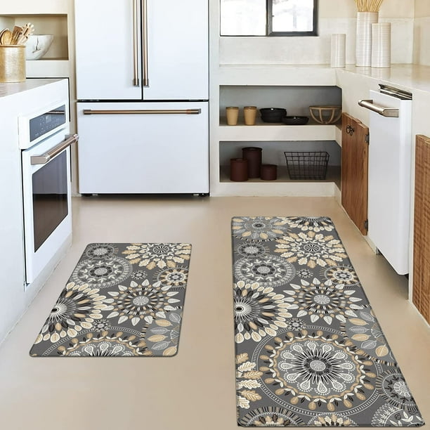 Ileading Boho Kitchen Rugs Set of 2 Anti Fatigue Mats for Kitchen Floor Cushioned Non Skid