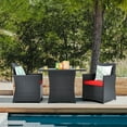 thumbnail image 1 of Gymax Ensemble Bistro en Osier pour Patio 3 Pcs Ensemble de Table à Manger en Rotin PE avec Coussins Rouges, 1 of 10