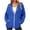 Blue, variant on Women's Casual Jacket Biker Moto Loose Fit Comfort Coat Lightweight Fall Bomber Outerwear Tops Brown,S
