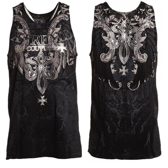 XTREME COUTURE by AFFLICTION Men's Tank BOLD CIPHER Biker MMA