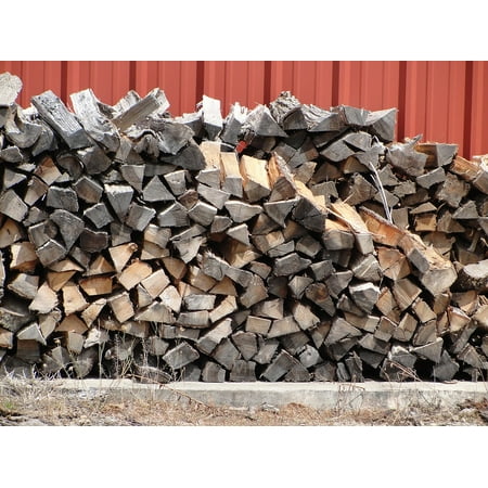 Face Cord Firewood - Canvas Print Corded Wood Pile Firewood Split Wood Stacked Wood Stretched Canvas 10 x 14