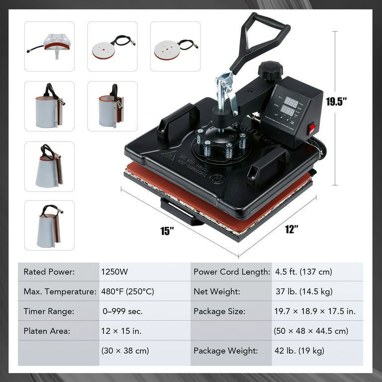 Preenex 8in1 Heat Press Machine Swingaway 12x15 Heat Press for Shirts Mugs  Plates & More