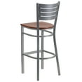thumbnail image 3 of BizChair Silver Slat Back Metal Restaurant Barstool - Cherry Wood Seat, 3 of 6