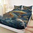 thumbnail image 3 of Homewish Magical Dragon Twin Sheet Sets 3pcs for Teens Boys Girls,Japanese Style Twin Fitted Sheet Microfiber,Ocean Leaves Breathable Flat Sheet,Luxury Bedroom Decor, 3 of 7