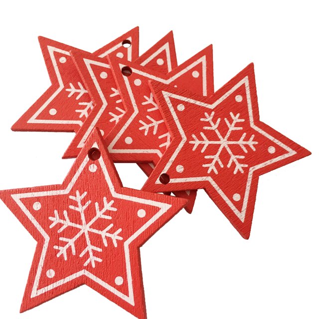 10PCS Christmas Ornament Star Bell Heart Xmas Tree Ornament Hanging Decor