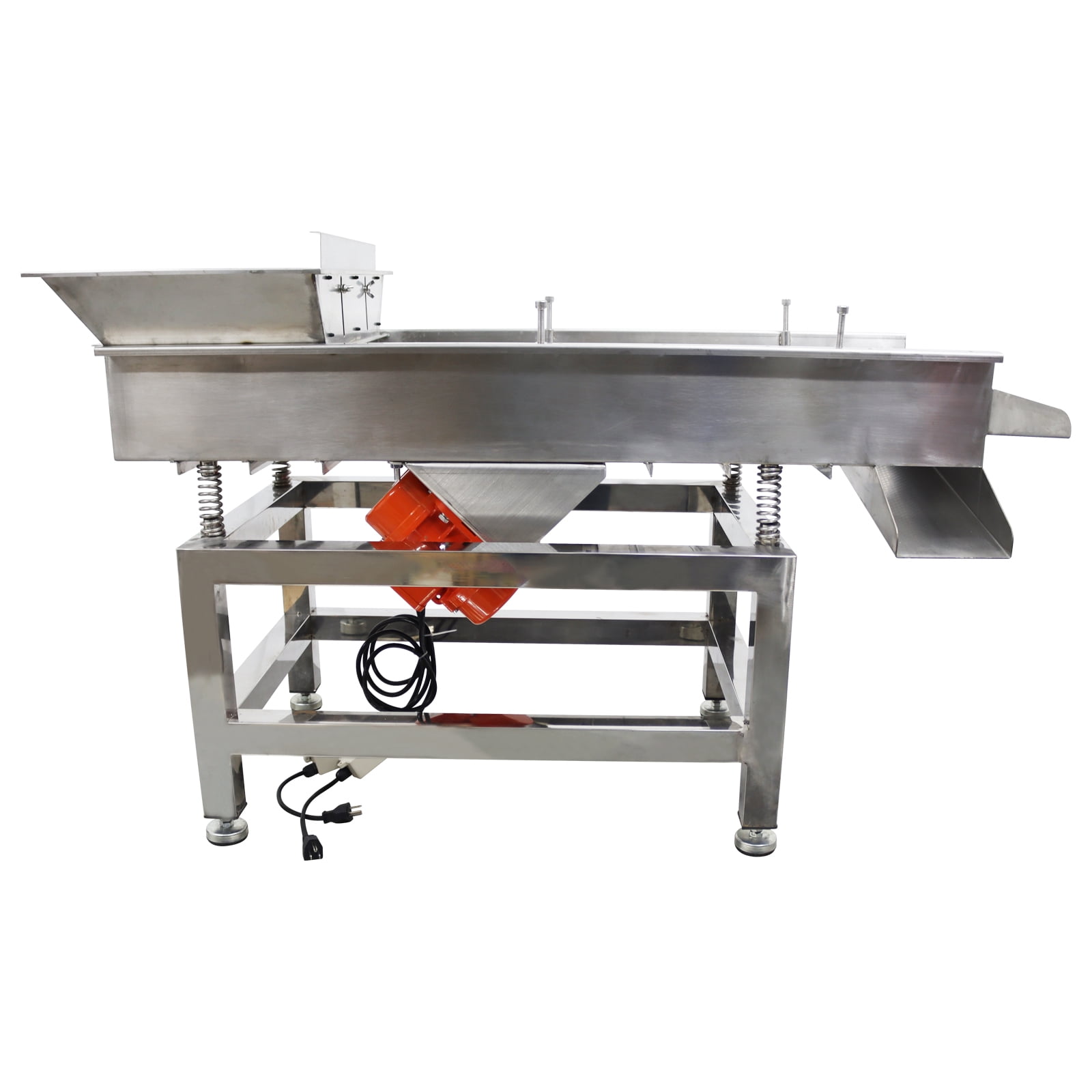Stainless Steel Linear Vibrating Screen Dual Motor Linear Sifter Machine 5mm Round Hole Mesh 110V