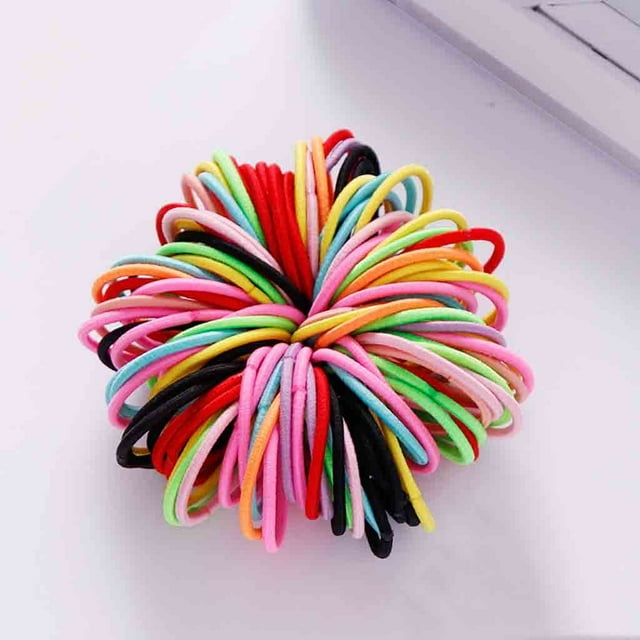 Iumwxz Girls 100 Of 3 cm Nylon Non-Harm Hair Rubber Color Hair Rope Jewelry