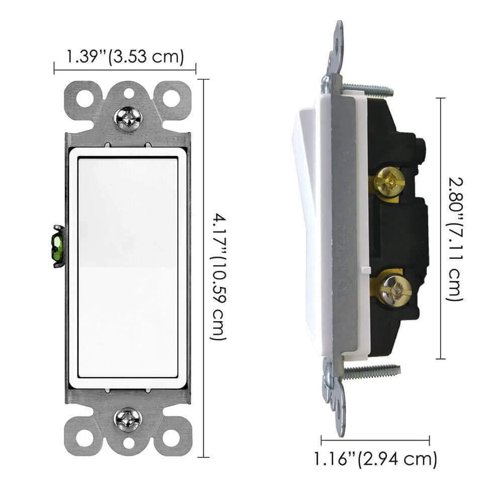 Greencycle Black 3 Way Light Switch, 8PK Three Way & Single Pole Switches, 15A 120-277V Black Rocker Paddle Wall Switch, On Off Switches for Residential & Commercial, Self-Grounding UL Listed