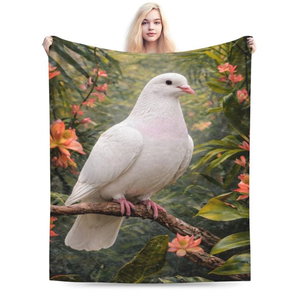 White Dove Garden Bird Blanket Dove Throw Blanket Soft Cozy Blanket for Couch Bed Valentines Day Gift 50x40