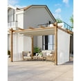thumbnail image 6 of Goldensoil 10x13 Ft Retractable Outdoor Wood-Grain Aluminum Pergola with Canopy and Side Mesh,White, 6 of 7