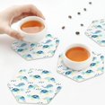 thumbnail image 3 of KLL Drink Coasters Set Hexagon of 4,PU Leather Absorbent Coasters Set Decorative Coffee Cup Coasters Housewarming Gift for Home Decor-Sea Turtle, 3 of 5