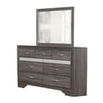thumbnail image 4 of Benjara Lucy 4 Pc Queen Bedroom Set- Faux Leather Channel Tufted- Silver/Gray, 4 of 5