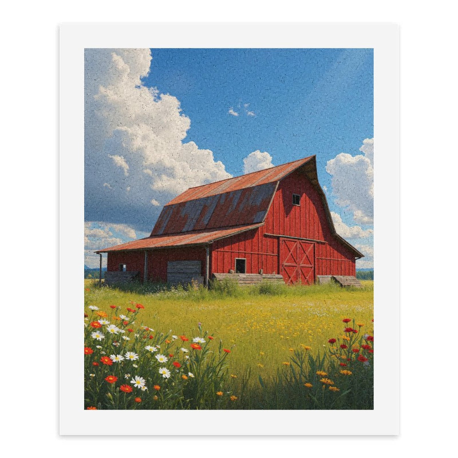 Paint by Numbers Kit for Adults, Red Barn Wildflowers Blue Sky Paint by Numbers, Easy Paint by Numbers Kit for Adults Beginner, DIY Adult Paint by Number Kits on Canvas, 12x16in Home Decor