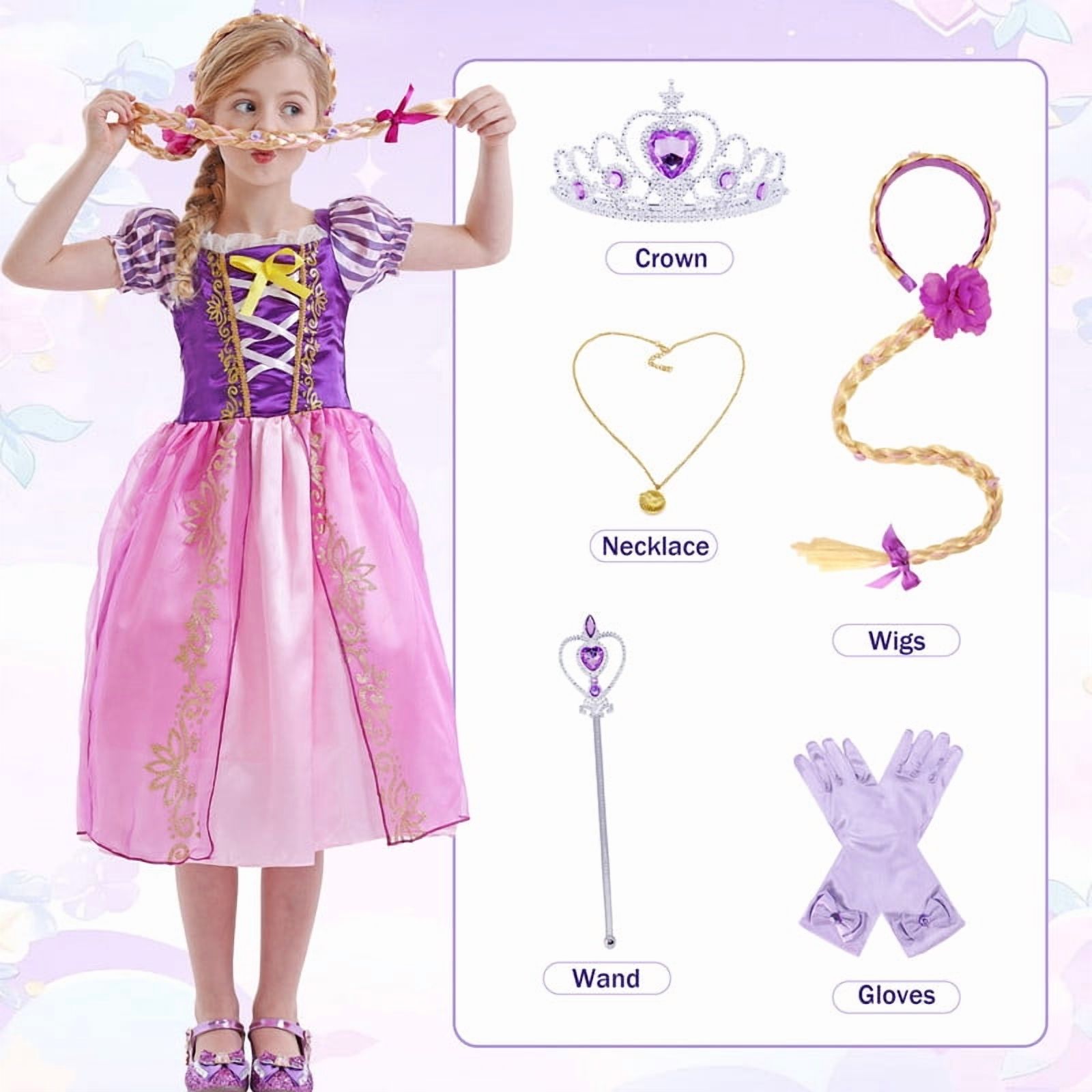 Jurebecia Girls Purple Princess Costume Dress, 6-Piece Set photo 6