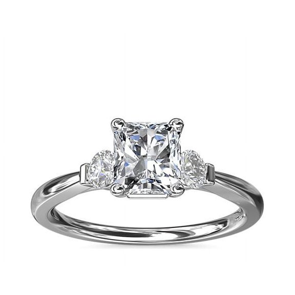 0.70 T.C.W Radiant Cut Natural Diamond Latest Design Three Stone Ring for Engagement Solid 950 Platinum Size 7