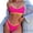 Hot Pink, variant on Staron Women's Color Blocked V-Neck Sleeveless Bikini Swimsuit Beachwear High Cut Split Tankini with Padded Top, Light Blue XL