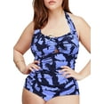 thumbnail image 1 of YOUI-GIFTS Women's One Piece Bathing Suit Tummy Control Swimwear Halter Ruched Swimsuit Plus Size Vintage Monokini, 1 of 4