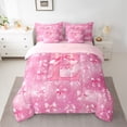 thumbnail image 2 of Manfei Lovely Pink Bow 7pcs Bedding Comforter Set,Fairy Tale Theme Queen Bedding Sets,First Letter E Queen Sheet Sets For Girls,Super Cozy Room Decor Reversible, 2 of 8