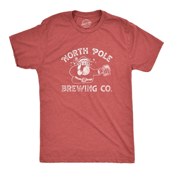 Mens North Pole Brewing Co T Shirt Funny Xmas Beer Company Santa Drinking Tee for Guys Graphic Tees